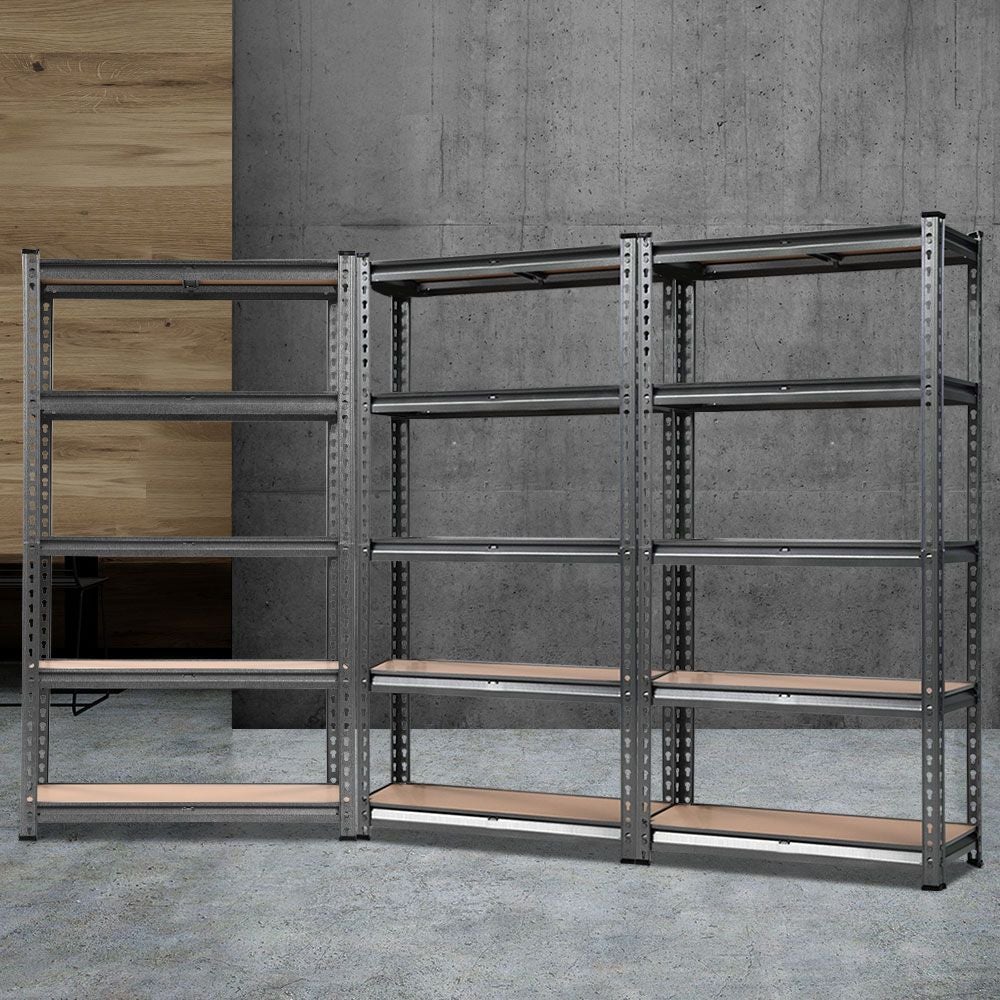 Giantz 3x1.5M Warehouse Racking Shelving Storage Rack showcasing five adjustable shelves made of industrial strength steel.